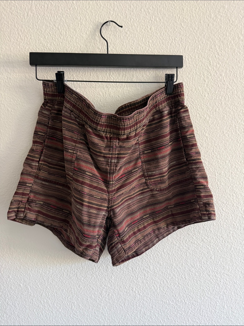 Roots Brown Red Stripe Shorts Elastic Waist Men XL